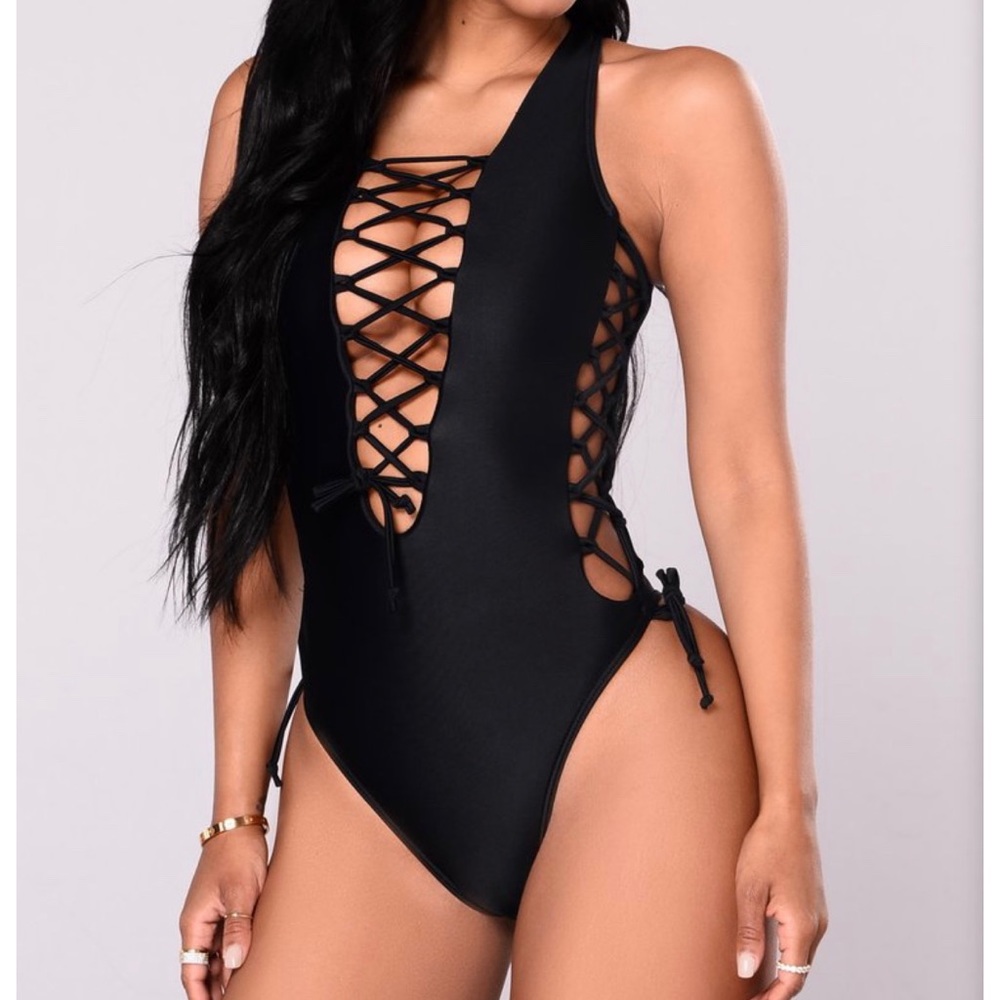 Black Tie Up Swimsuit